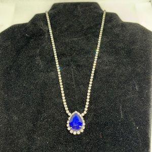Costume jewelry, faux sapphire, and faux diamond necklace
